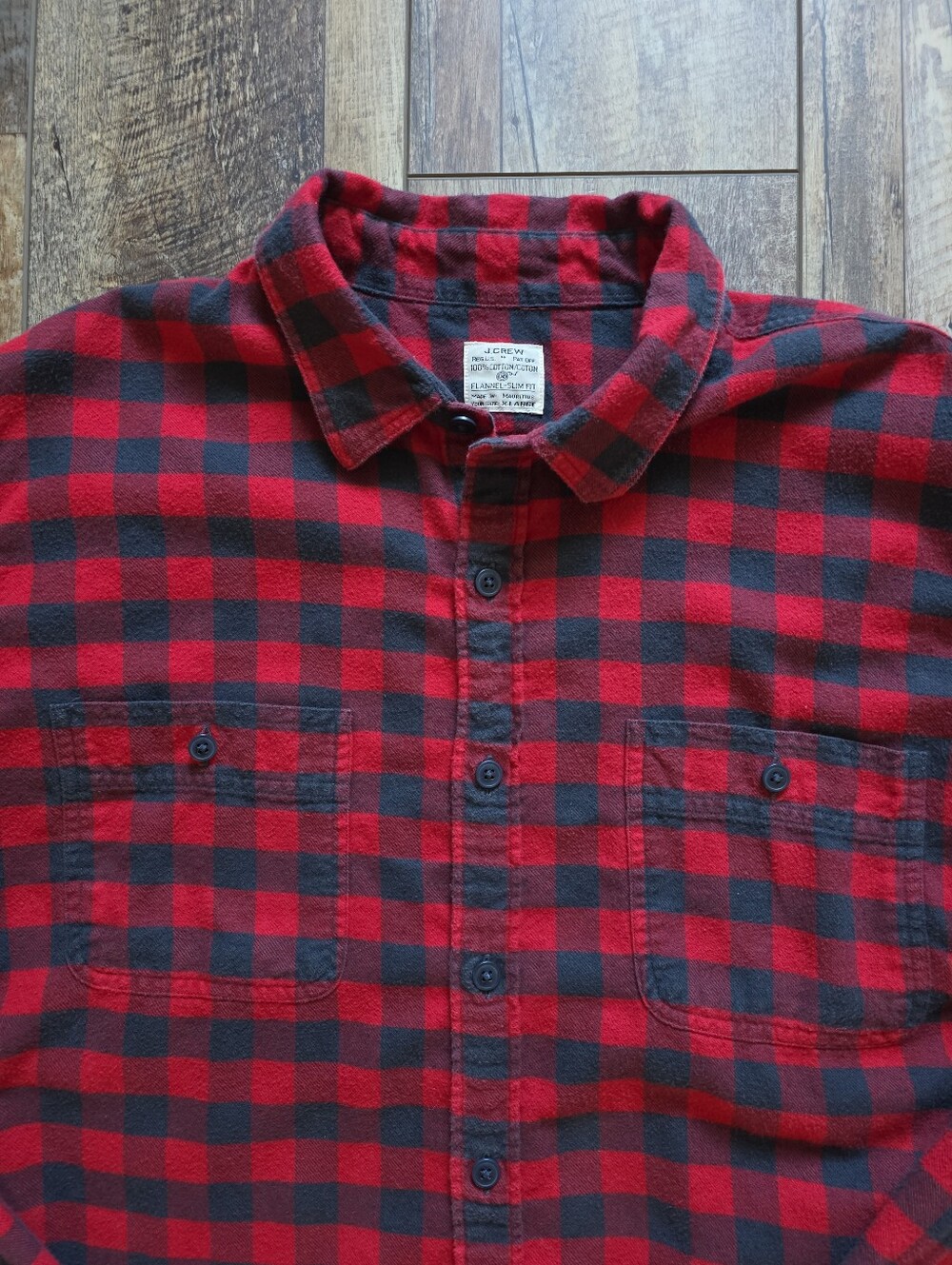 J.Crew - Slim Fit Flannel Buffalo Check Shirt - XL - Red Black Buffalo Plaid
